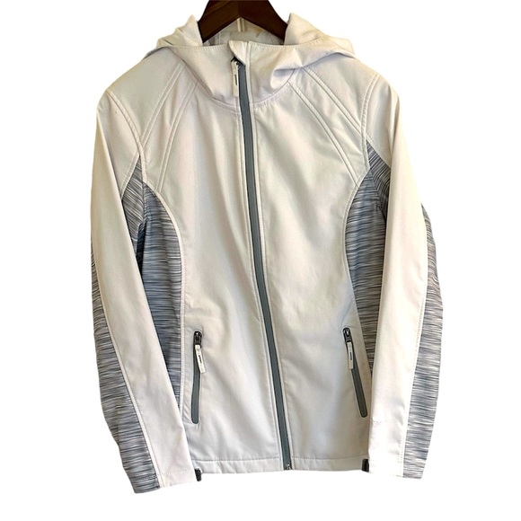 Free Tech White gray hooded zippered jacket women S - Picture 1 of 12